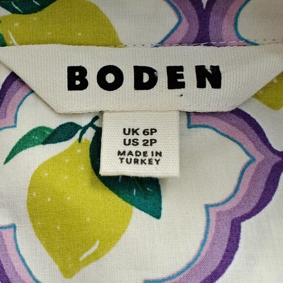 Boden Amy Lavender Lemon Grove Midi Shirt Dress Size 2 Petite Cotton Button Up - Picture 10 of 14